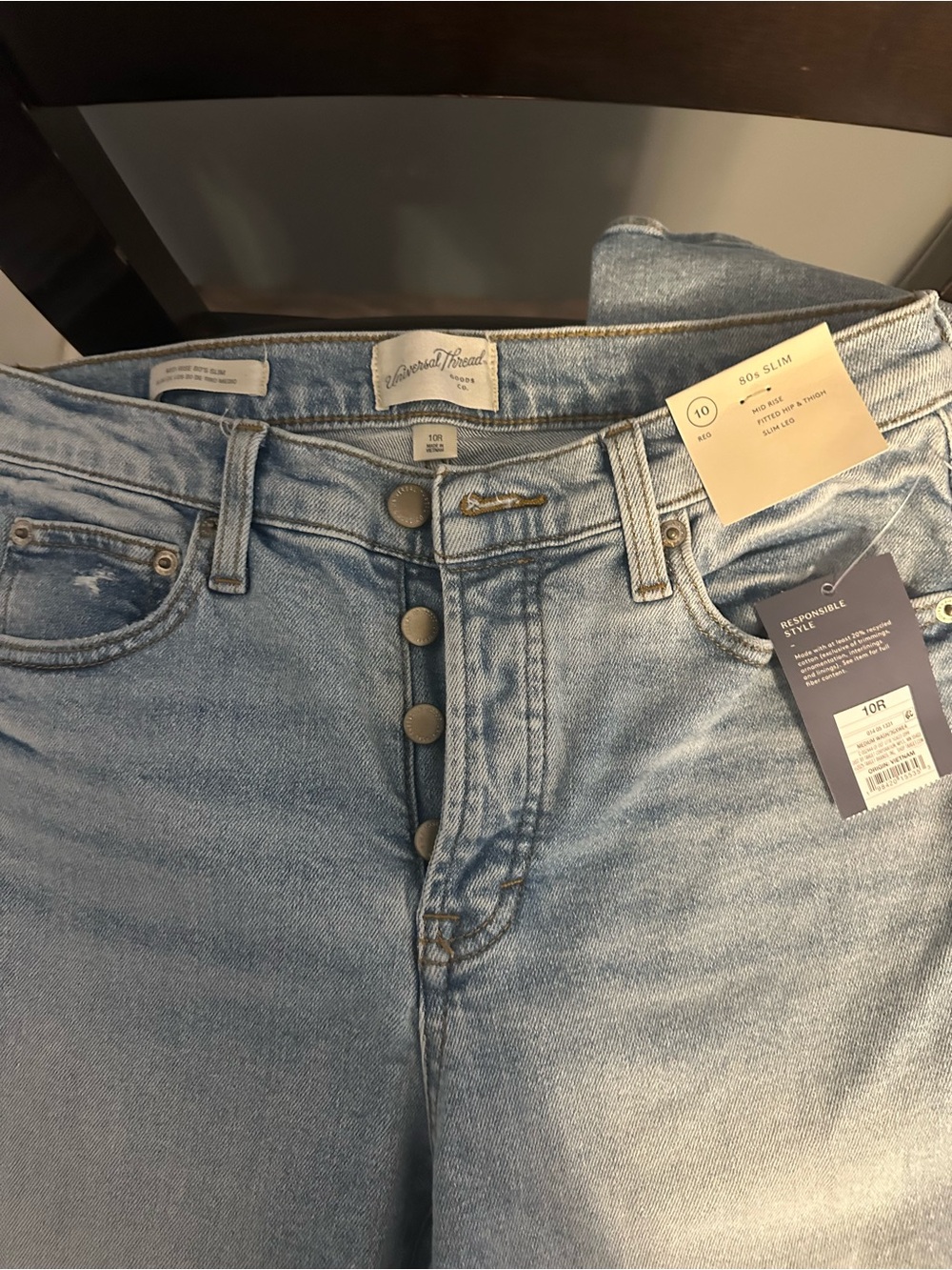 Universal Thread Light Blue High-Rise Button-Fly Slim Jeans